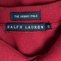 Pre Owned Ralph Lauren Red Cotton Pique Skinny Polo T-Shirt S