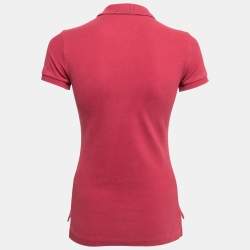 Pre Owned Ralph Lauren Red Cotton Pique Skinny Polo T-Shirt S