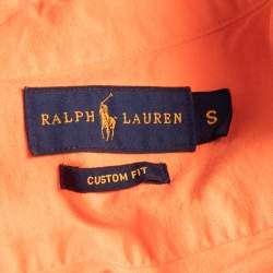 Pre Owned Ralph Lauren Neon Orange Cotton Button Front Custom Fit Shirt S