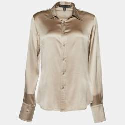 مملوكة مسبقًا Ralph Lauren Champagne Silk Button Front Shirt L