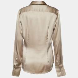 مملوكة مسبقًا Ralph Lauren Champagne Silk Button Front Shirt L
