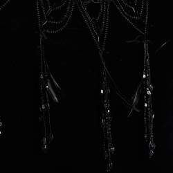 Pre Owned Ralph Lauren Black Velvet Feather & Bead Embellished Sleeveless Top S