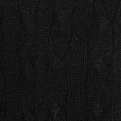 Pre Owned Ralph Lauren Black Cable Knit Wool Open Front Cape Cardigan M/L 
