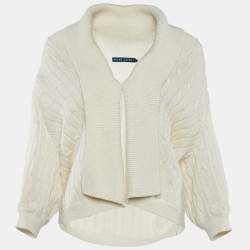 Pre Owned Ralph Lauren Cream Cotton Knit Button Front Cardigan L