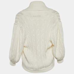 Pre Owned Ralph Lauren Cream Cotton Knit Button Front Cardigan L