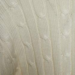 Pre Owned Ralph Lauren Cream Cotton Knit Button Front Cardigan L