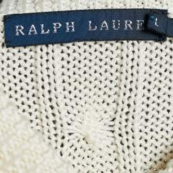 Pre Owned Ralph Lauren Cream Cotton Knit Button Front Cardigan L