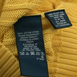 Pre Owned Ralph Lauren Yellow Textured Knit Button Front Long Sleeve Sweater XS