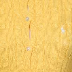 Ralph Lauren Yellow Textured Knit Button Front Long Sleeve Sweater XS