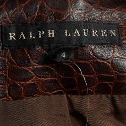 Ralph Lauren Brown Leather Button Front Jacket S