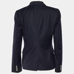 Pre Owned Ralph Lauren Navy Blue Wool Rowing Club Embroidered Blazer M