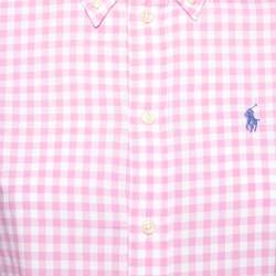 Pre Owned Ralph Lauren Pink and White Checkered Button Front Short Sleeve Shirt XS