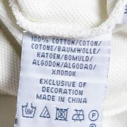 Pre Owned Ralph Lauren Cream Cotton Pique Logo Embellished Skinny Polo T-Shirt XS