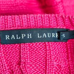 Pre Owned Ralph Lauren Pink Cable Knit Cotton Long Sleeve Sweater S