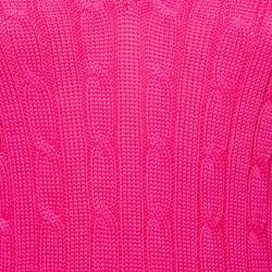 Pre Owned Ralph Lauren Pink Cable Knit Cotton Long Sleeve Sweater S