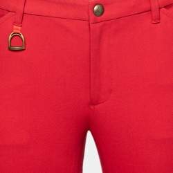 Pre Owned Ralph Lauren Red Cotton Suede Patch Pants M Waist 28" 