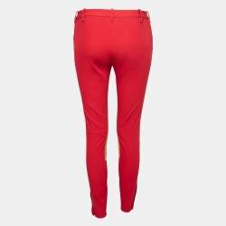 Pre Owned Ralph Lauren Red Cotton Suede Patch Pants M Waist 28" 