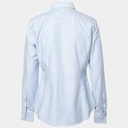 Pre Owned Ralph Lauren Blue Cotton Logo Embroidered Button Front Shirt L