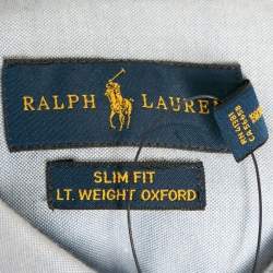Pre Owned Ralph Lauren Blue Cotton Logo Embroidered Button Front Shirt L