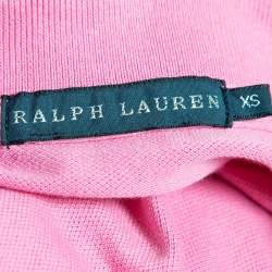 Pre Owned Ralph Lauren Pink Logo Embroidered Cotton Pique Short Sleeve Dress XS
