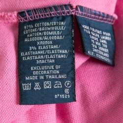 Pre Owned Ralph Lauren Pink Logo Embroidered Cotton Pique Short Sleeve Dress XS