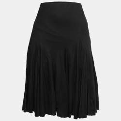 Ralph Lauren Black Cotton Asymmetrical Hem Midi Skirt L