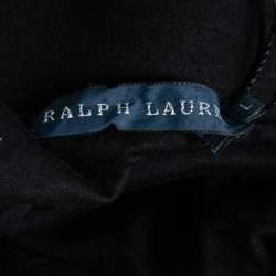 Ralph Lauren Black Cotton Asymmetrical Hem Midi Skirt L