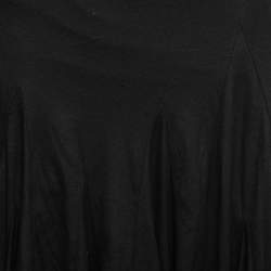 Ralph Lauren Black Cotton Asymmetrical Hem Midi Skirt L
