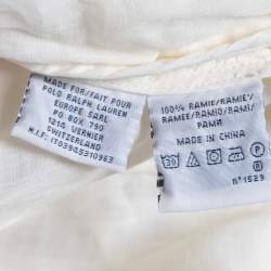 Pre Owned Ralph Lauren Cream Ramie Ruffled Peplum Top M