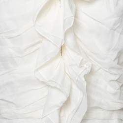 Pre Owned Ralph Lauren Cream Ramie Ruffled Peplum Top M