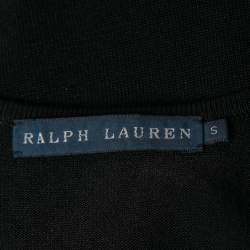 Pre Owned Ralph Lauren Black Knit Logo Crest Embroidered Sleeveless Top S