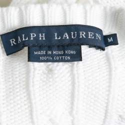 Pre Owned Ralph Lauren White Cotton Cable Knit Sweater M