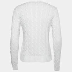 Pre Owned Ralph Lauren White Cotton Cable Knit Sweater M