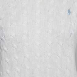 Pre Owned Ralph Lauren White Cotton Cable Knit Sweater M