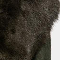 مملوكة مسبقًا Ralph Lauren Green Alpaca Wool & Shearling Fur Trimmed Double Breasted Jacket S