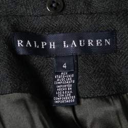 مملوكة مسبقًا Ralph Lauren Green Alpaca Wool & Shearling Fur Trimmed Double Breasted Jacket S