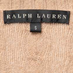Pre Owned Ralph Lauren Beige Cable Knit Cashmere V-Neck Sweater S