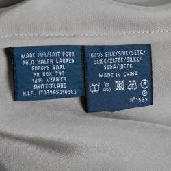 Pre Owned Ralph Lauren Light Brown Silk Satin Pocketed Button Front Shirt M