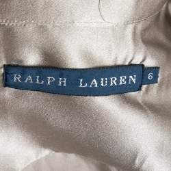 Pre Owned Ralph Lauren Light Brown Silk Satin Pocketed Button Front Shirt M