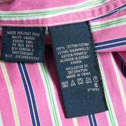 Pre Owned Ralph Lauren Pink Striped Cotton Slim Fit Button Front Shirt L