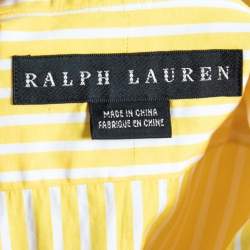 Pre Owned Ralph Lauren Yellow Striped Cotton Button Front Shirt M