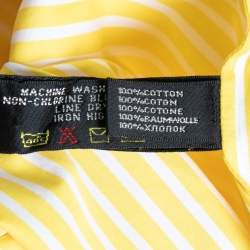 Pre Owned Ralph Lauren Yellow Striped Cotton Button Front Shirt M