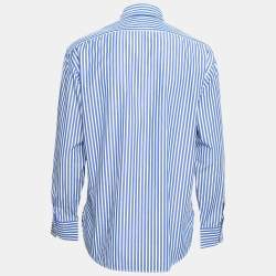 Pre Owned Ralph Lauren Blue Striped Cotton Button Front Shirt M
