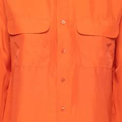 Pre Owned Ralph Lauren Orange Silk Button Front Shirt S