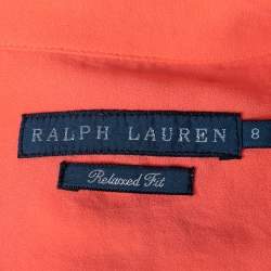 Pre Owned Ralph Lauren Orange Crepe Relaxed Fit Button Front Shirt M