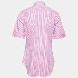 Pre Owned Ralph Lauren Pink Striped Cotton Short Sleeve Button Front Shirt M