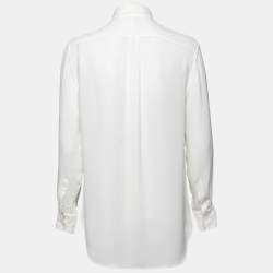 Pre Owned Ralph Lauren White Crepe Button Front Shirt S