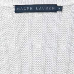 Pre Owned Ralph Lauren Off White Cable Knit Shawl Neck Cardigan M