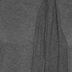 Pre Owned Ralph Lauren Grey Stretch Knit Neck Tie Detail Top XL