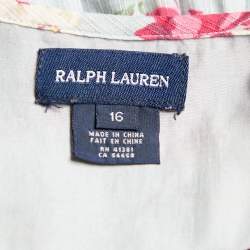 Pre Owned Ralph Lauren Light Blue Floral Print Cotton Sleeveless Midi Dress XL